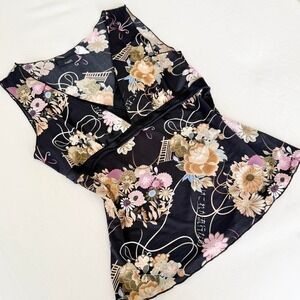 rue 21 black floral fairy‎ top